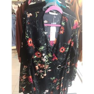 Black and red wrap top